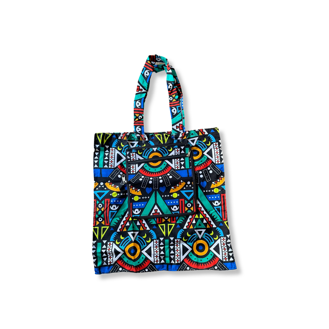Faltbare Tasche blau / rot / gelb / grün