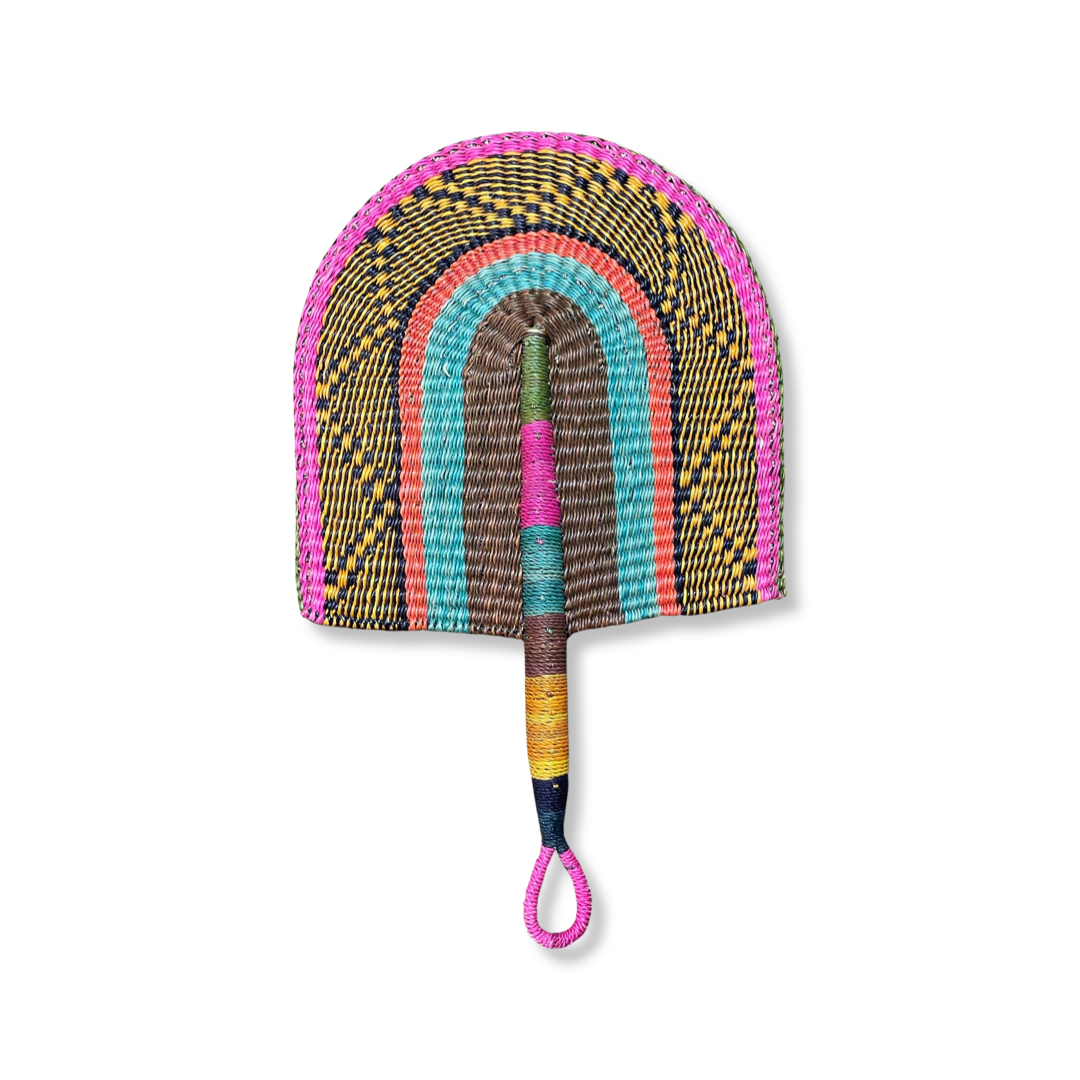 Geflochtener Fächer Pink / Türkis / Orange / Gelb / Schwarz