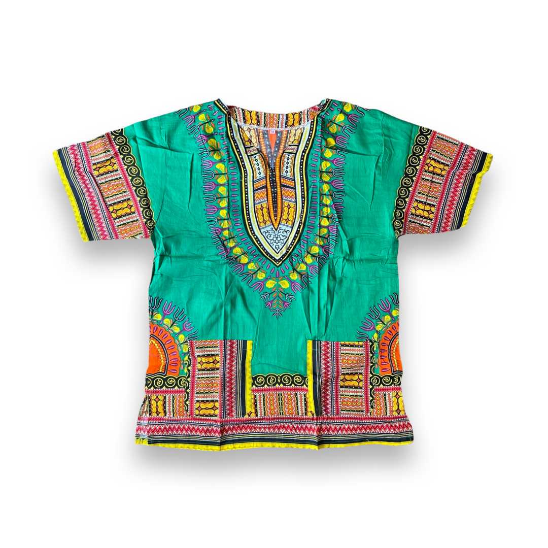 Dashiki Grün / Gelb / Schwarz / Rot / Weiss / Orange / Violett