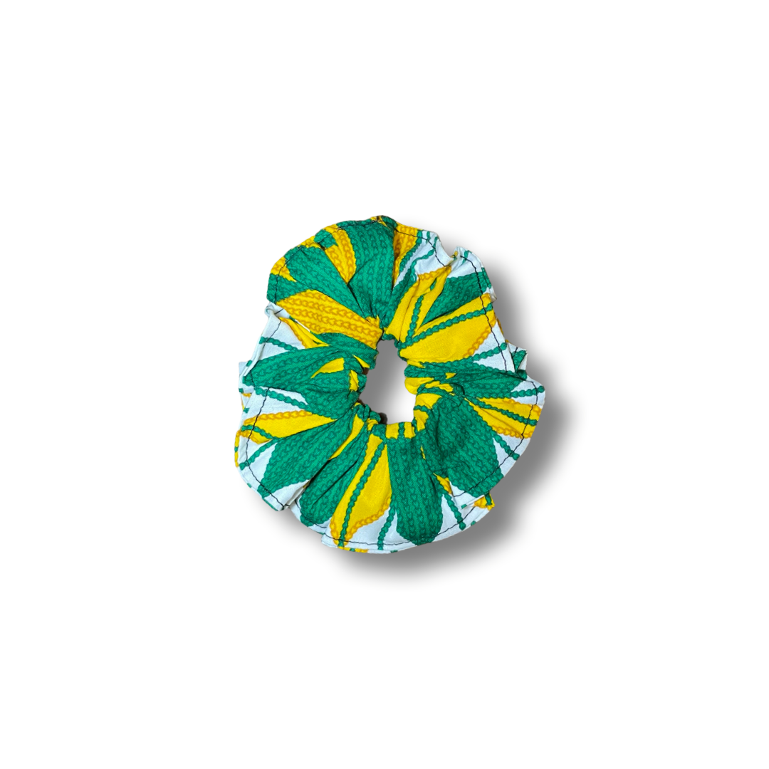 Scrunchie (Haargummi) Grün / Gelb Weiß