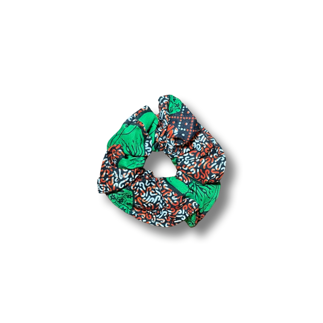 Scrunchie (Haargummi) Grün / Rot / Schwarz / Weiß
