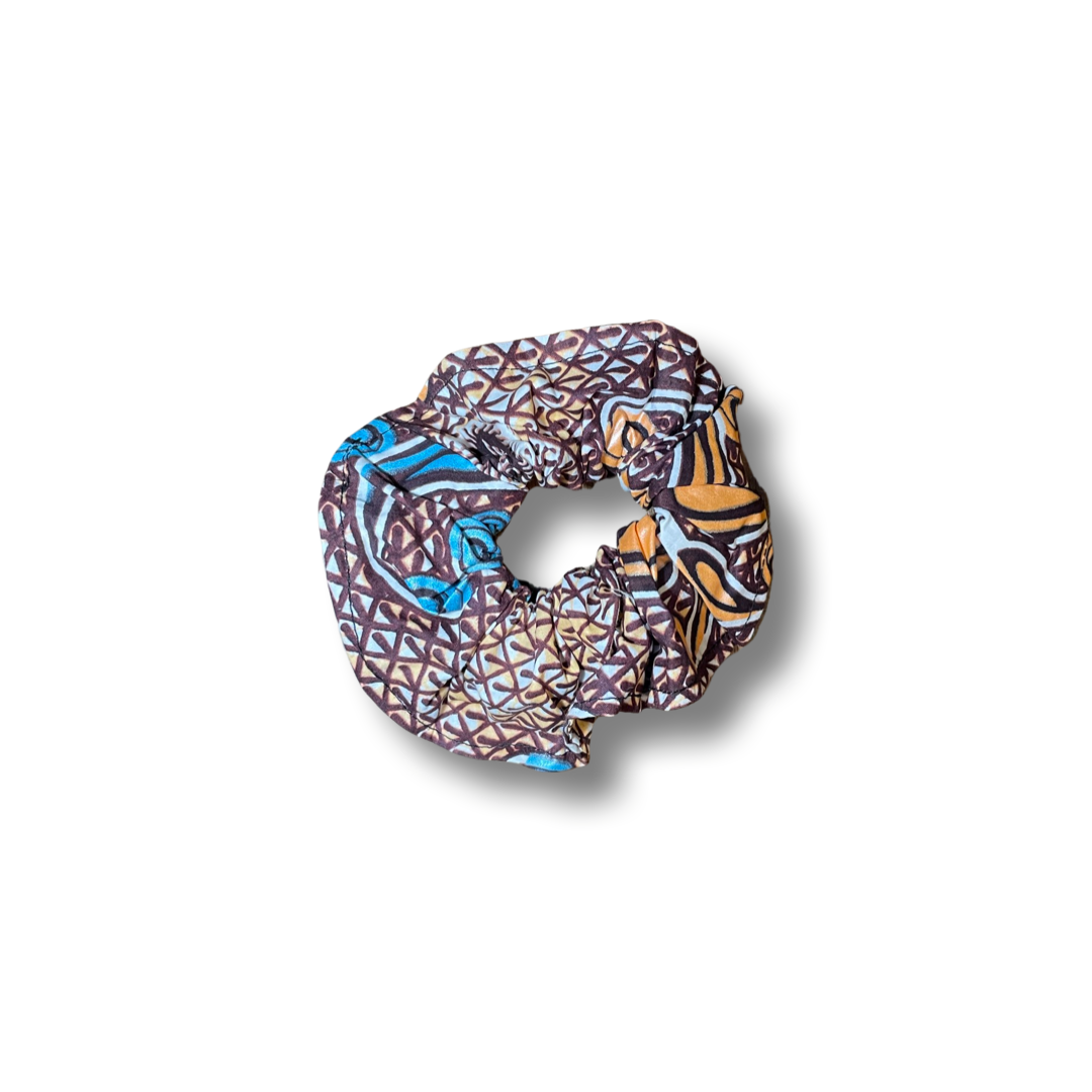 Scrunchie (Haargummi) Blau / Orange / Braun