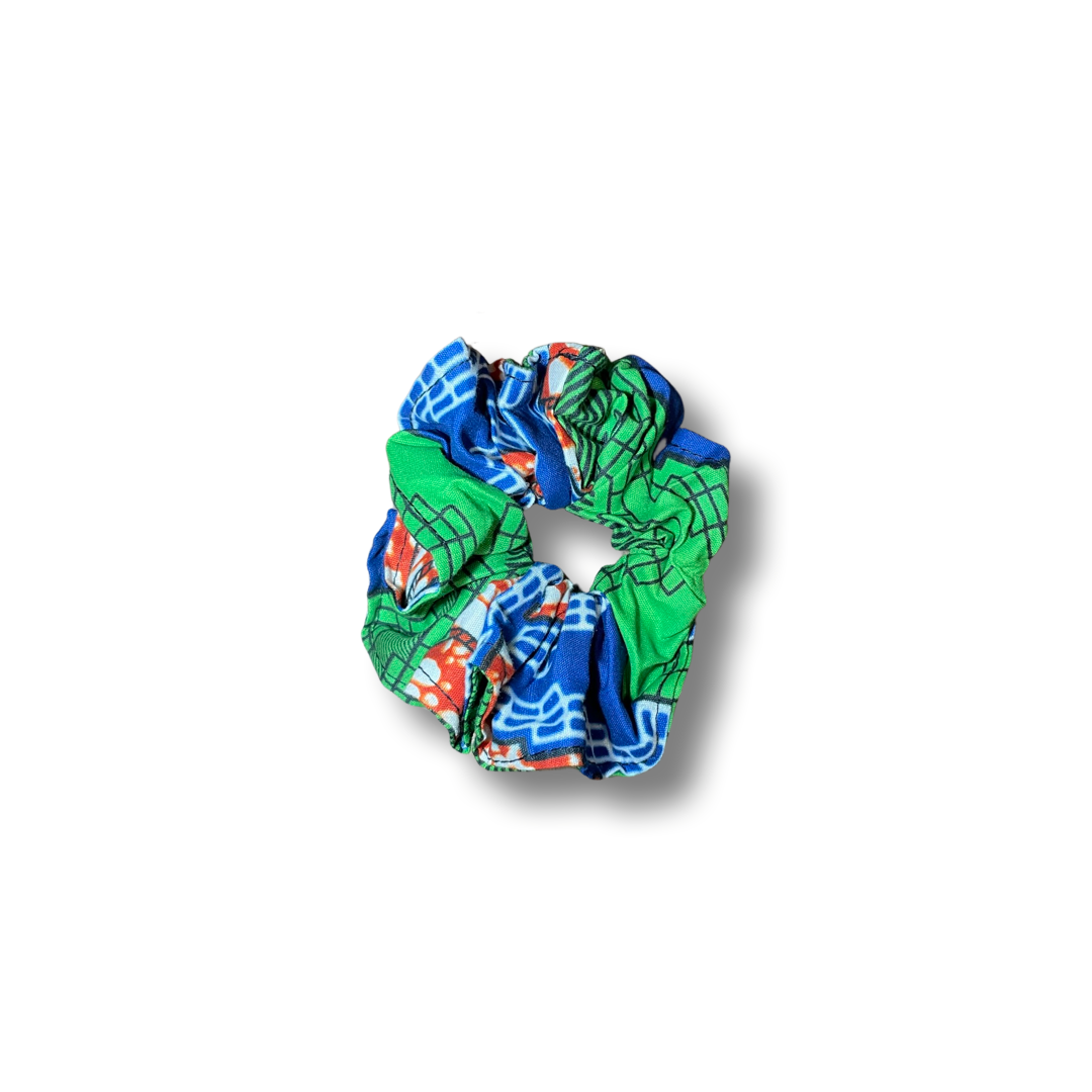Scrunchie (Haargummi) Grün / Orange / Blau / Weiß