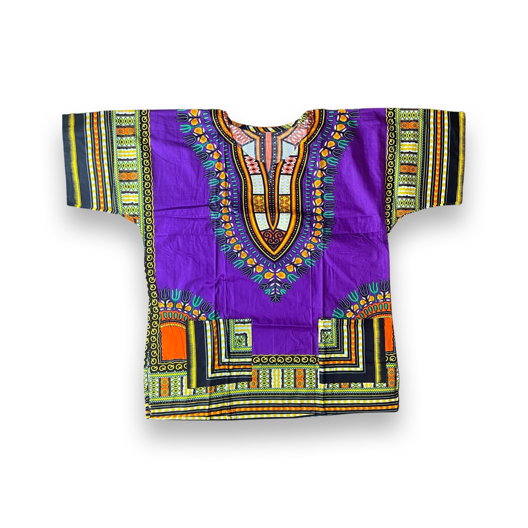 Dashiki Violett / Grün / Gelb / Orange / Weiss / Schwarz