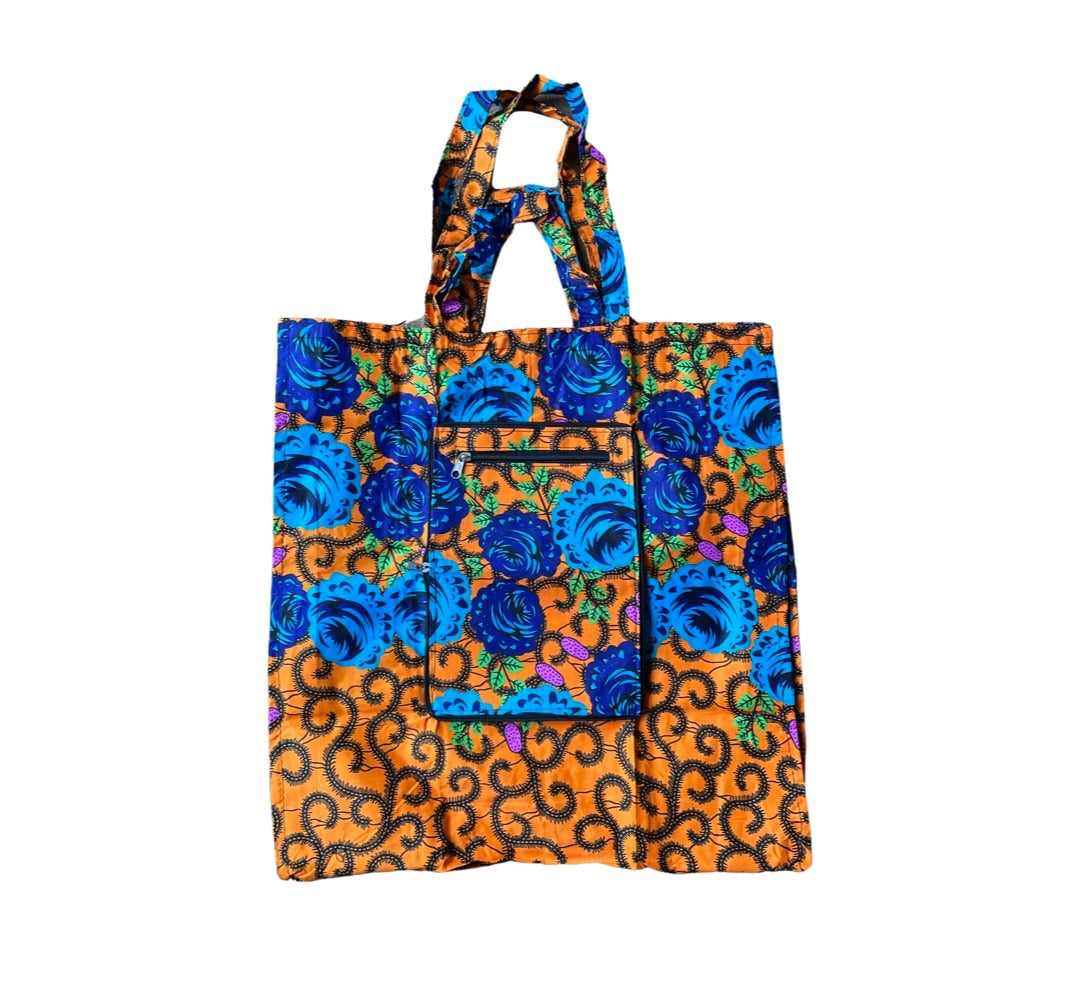 Faltbare Tasche Orange / Blau